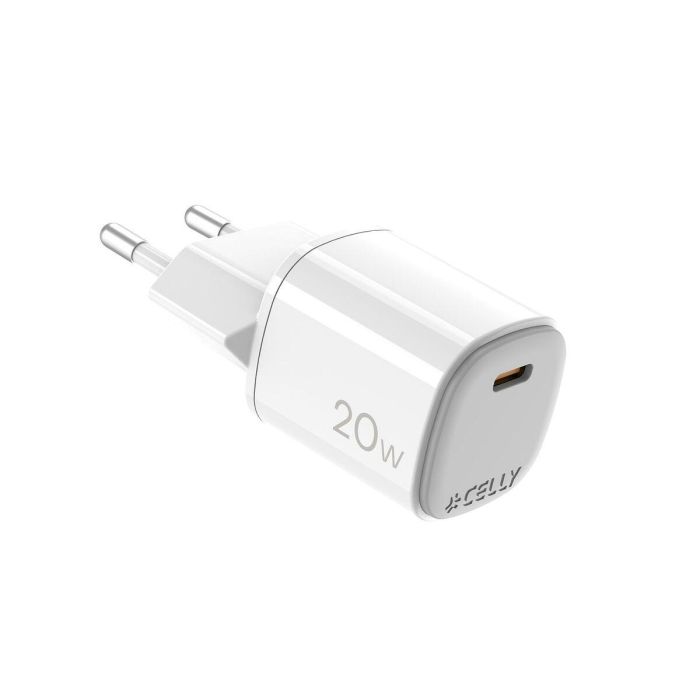 Cargador de Pared Celly UPTC1USBC20WWH Blanco 20 W Cargador de Pared Celly UPTC1USBC20WWH Blanco 20 W