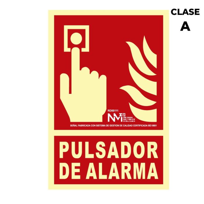 Normaluz Cartel de extinción "pulsador de alarma" Clase A en PVC 1mm 21x30cm 0 Normaluz Cartel de extinción "pulsador de alarma" Clase A en PVC 1mm 21x30cm 0