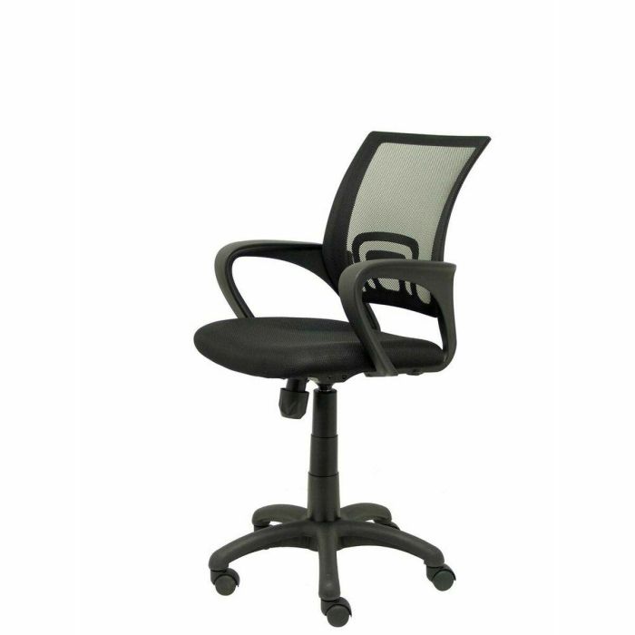 Piqueras y Crespo Silla Operativa Vianos con Respaldo de Malla y Asiento Bali Negro, Brazos Fijos, Basculante, Regulable en Altura, Giratoria 360° 4