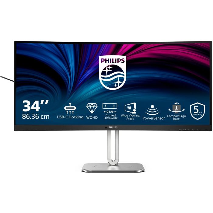 Philips 34B2U5600C Monitor Curvo LCD 34" Dual QHD (3440x1440) 120Hz 4ms, HDMI, DP, USB-C, Gris