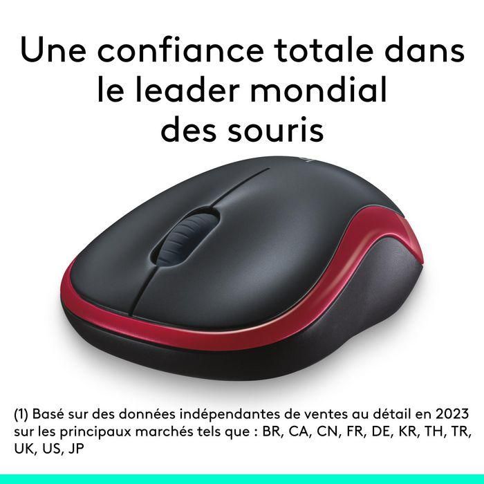 Logitech M185 Ratón Inalámbrico RF Plug-and-Play Rojo con Nano Receptor USB, Ergonómico, Fiable, Batería 1 Año 2