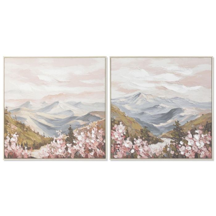 DKD Home Decor Cuadro Alpino de Montañas Blanco y Rosa 80x80 cm (2 Unidades) en Lienzo y MDF 0 DKD Home Decor Cuadro Alpino de Montañas Blanco y Rosa 80x80 cm (2 Unidades) en Lienzo y MDF 0