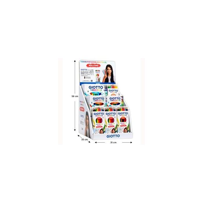 Giotto Expositor de Mesa Material Escolar Surtido: Lápices de Colores, Rotuladores, Acuarelas, Plastilina | Campaña Anti-Bullying Giotto Expositor de Mesa Material Escolar Surtido: Lápices de Colores, Rotuladores, Acuarelas, Plastilina | Campaña Anti-Bullying