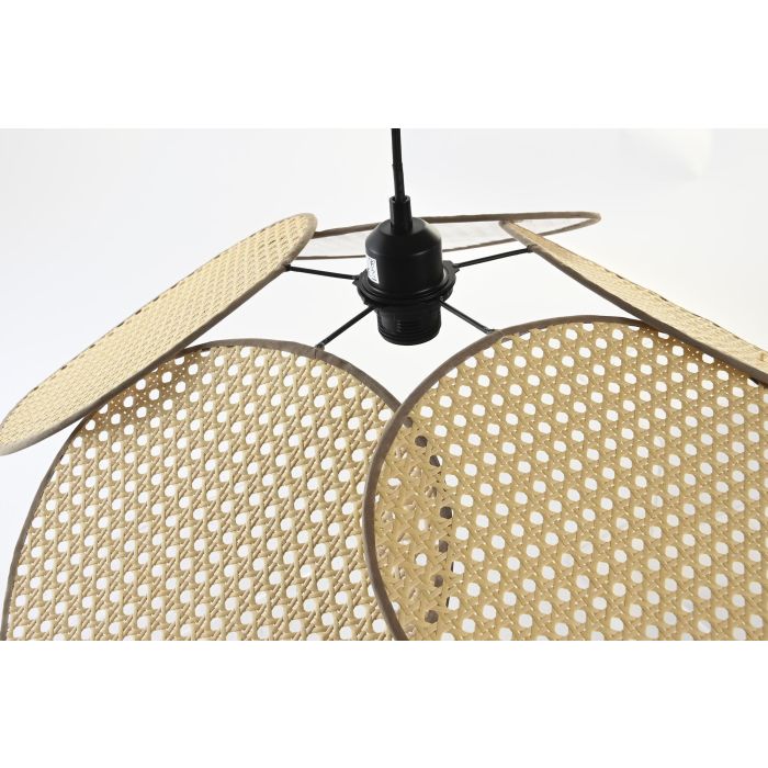 DKD Home Decor Lámpara Techo Balines Ratan Algodón Metal Marrón Negro 64x64x23 cm (2 Unidades) 2