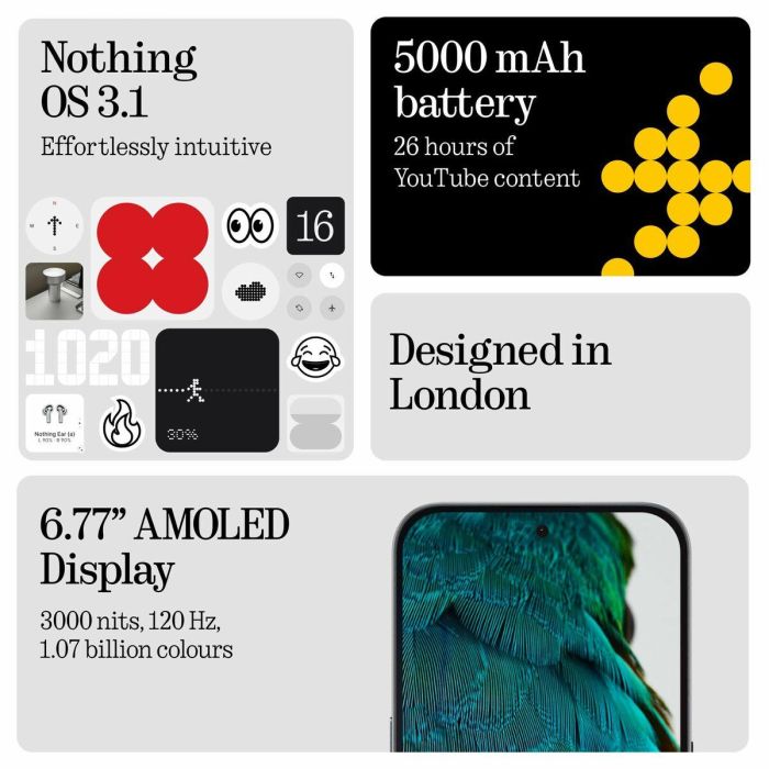 Smartphone Nothing A059 6,77" Octa Core 8 GB RAM 128 GB Negro