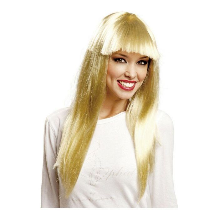 Peluca larga con flequillo rubia 160 g Peluca larga con flequillo rubia 160 g