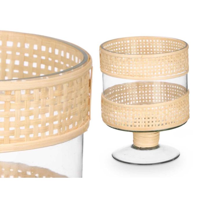 Portavela Copa Cilindrica Peq Vidrio Rattan Giftdecor 15X20CM (6 Unidades) 1 Portavela Copa Cilindrica Peq Vidrio Rattan Giftdecor 15X20CM (6 Unidades) 1