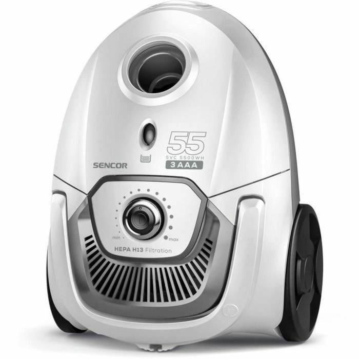 Aspirador de bidón con bolsa - SENCOR - SVC 5500WH - Motor ECO 700 W - 75 dBA - 2 L - Filtro HEPA H13 - Blanco