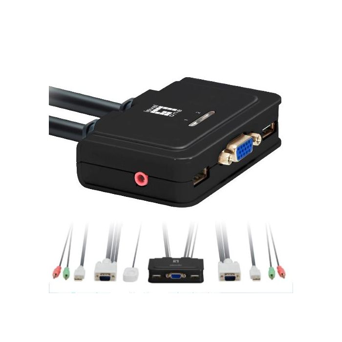 Level One Conmutador KVM KVM-0223 para 2 PCs con Resolución VGA 2048x1536 y Soporte de Audio Level One Conmutador KVM KVM-0223 para 2 PCs con Resolución VGA 2048x1536 y Soporte de Audio