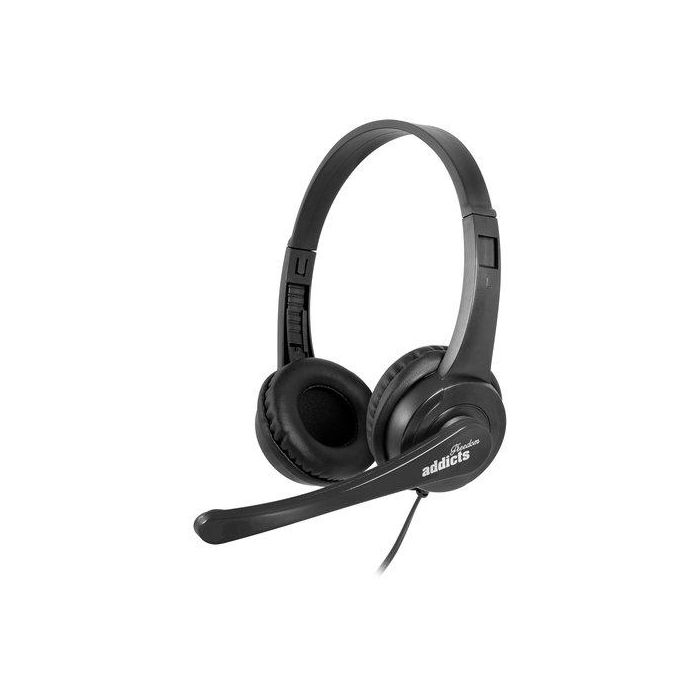 NGS VOX505USB Auriculares Estéreo con Micrófono, Conexión USB, Negros para PC, Portátiles y Consolas. Control Volumen, Ligeros 80g.