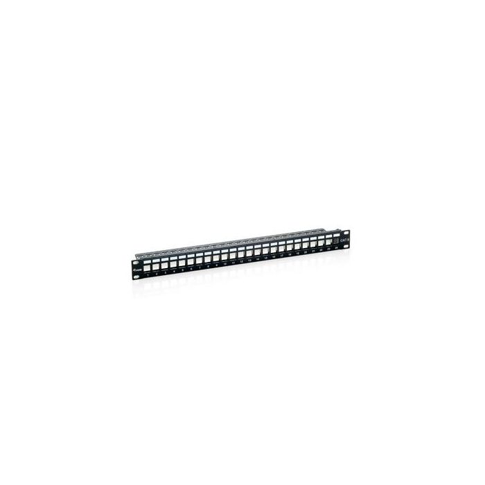 Equip Patch Panel Cat.6 24 Puertos, Montaje a Presión, Incluye Barra de Soporte y Cable de Conexión a Tierra, 19" 1U, Negro