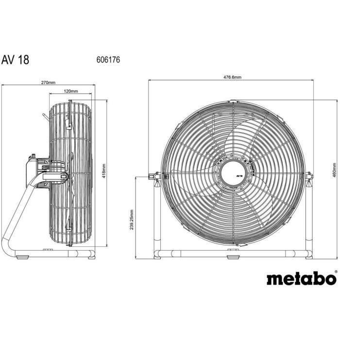Ventilador inalámbrico - METABO - AV 18 - 18 V - Cartón 2 Ventilador inalámbrico - METABO - AV 18 - 18 V - Cartón 2
