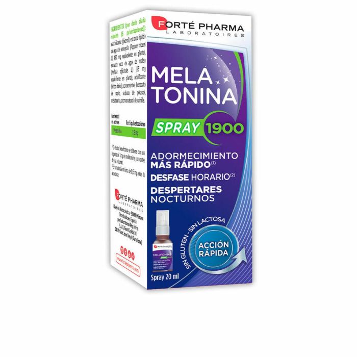 Forté Pharma 1900 Melatonina Spray Adormecimiento Rápido. Concilia el Sueño Profundo, Amapola y Melisa, 20 ml. Sin Gluten, Sin Lactosa 0 Forté Pharma 1900 Melatonina Spray Adormecimiento Rápido. Concilia el Sueño Profundo, Amapola y Melisa, 20 ml. Sin Gluten, Sin Lactosa 0
