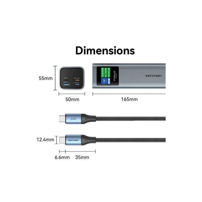 Powerbank 27000mAh Vention FKEH0/ 140W/ Gris 4 Powerbank 27000mAh Vention FKEH0/ 140W/ Gris 4