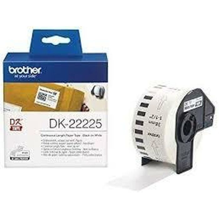 Papel Continuo para Impresoras Brother DK-22225 Blanco 38 mm x 30,48 m Negro/Blanco (3 Unidades) 1