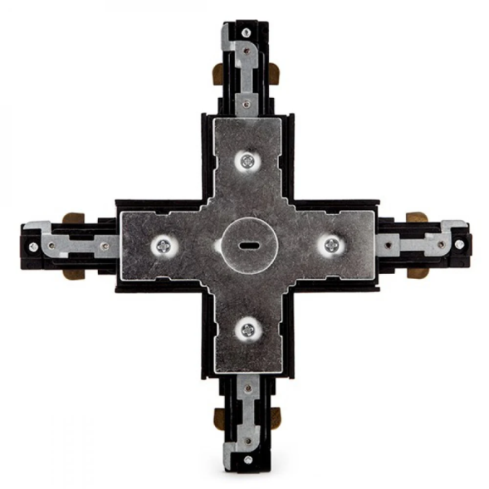 Conector X Carril Bifásico Negro Focos LEDs 1