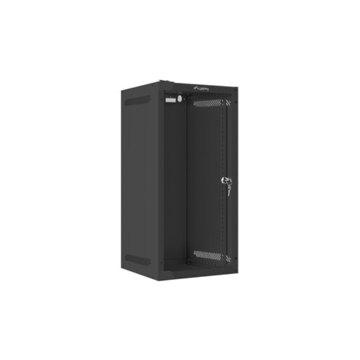 Lanberg Armario Mural Rack 10 Pulgadas 12U Negro con Puerta de Vidrio y Cerradura