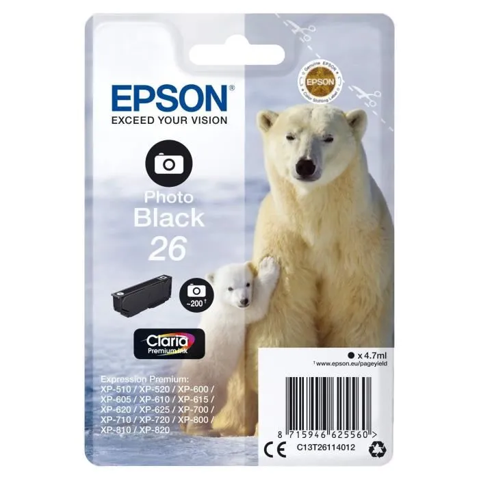 Epson Claria Premium Cartucho foto Negro 26