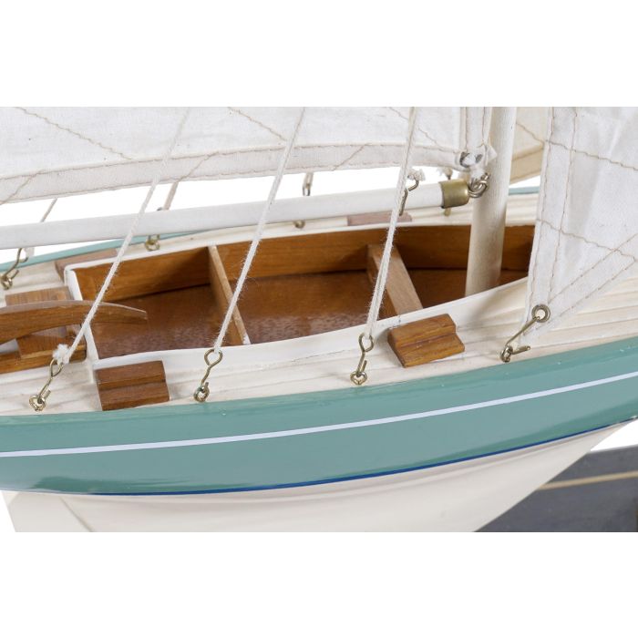DKD Home Decor Barco Decorativo de Madera Maciza Verde Menta y Blanco, 62x42x9 cm, Desmontable 1