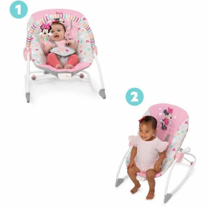 Transat Bright Stars Disney Baby Minnie - Evolutif - 2 Posiciones de inclinación - 61 x 86 x 71 cm - Multicolor rosa - nacimientos 1