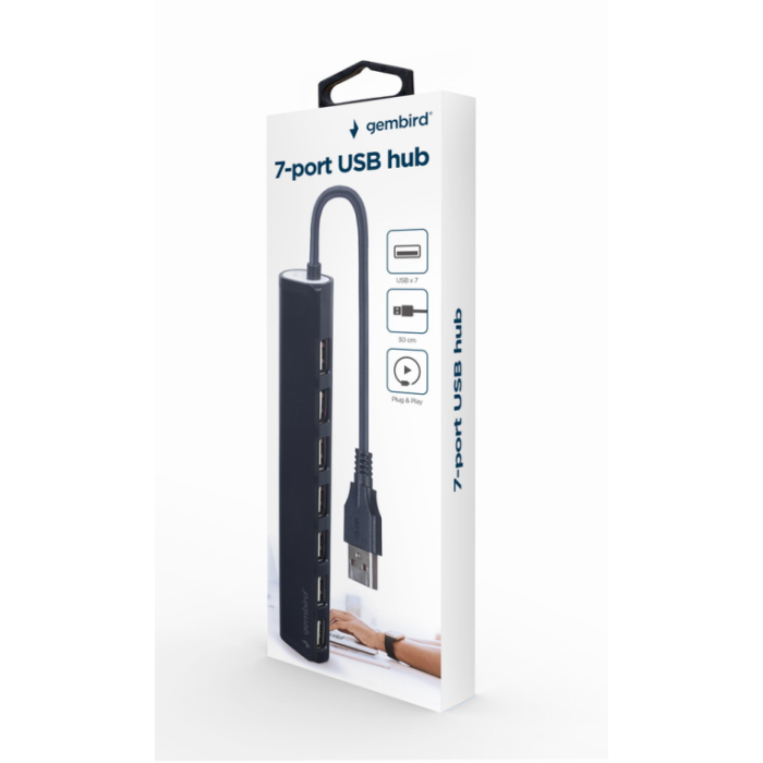 Gembird UHB-U2P7-04 hub de interfaz USB 2.0 Negro Gembird UHB-U2P7-04 hub de interfaz USB 2.0 Negro