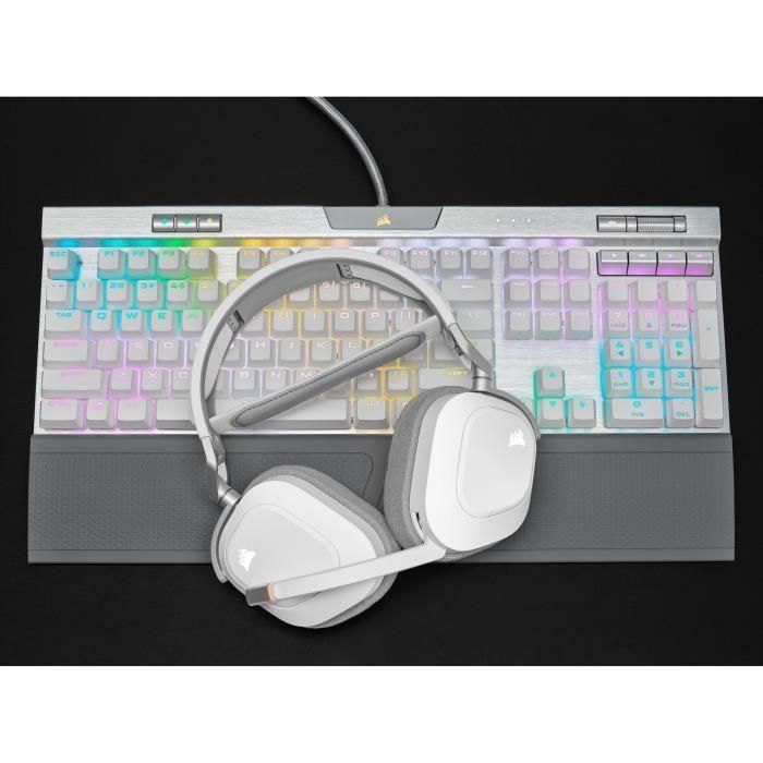 Casco de juegos - Corsair HS80 Wireless - White - Micrófono Omnidireccional 4 Casco de juegos - Corsair HS80 Wireless - White - Micrófono Omnidireccional 4