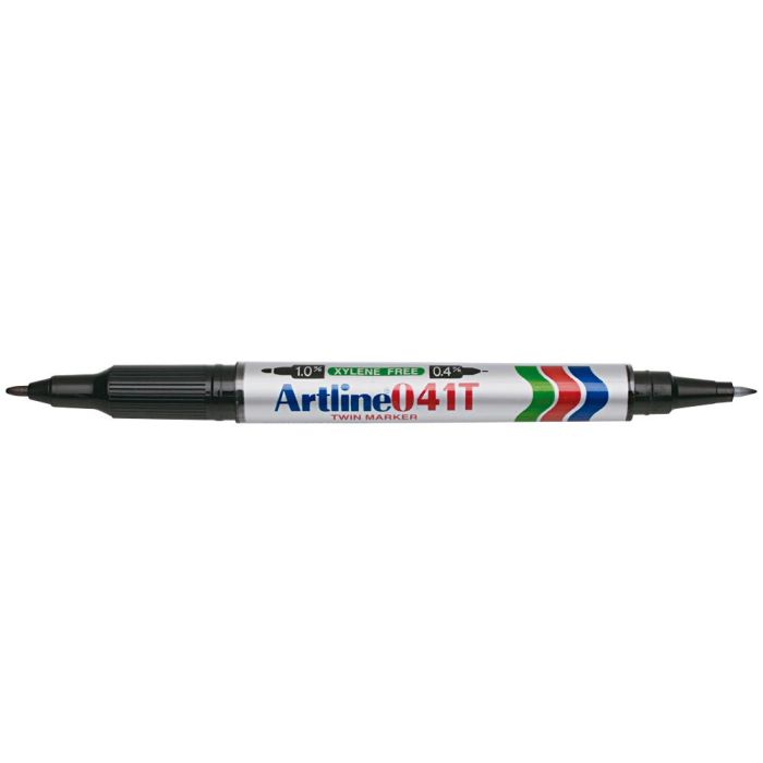 Rotulador Artline Marcador Permanente Ek-041T Negro -Doble Punta 0.4 Y 1.0 mm 12 unidades 1