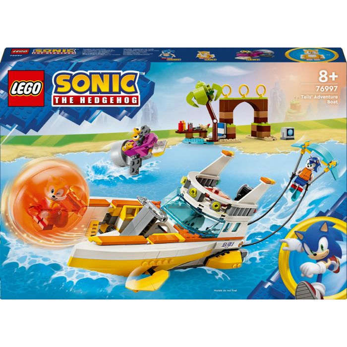 LEGO 76997 Sonic the Hedgehog Barco de aventuras de Tails, juguete interactivo