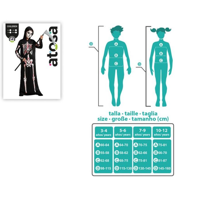 Disfraz Infantil Unisex Mono Esqueleto Con Manchas De Sangre Y Capucha 3-4 Años Halloween