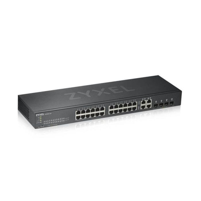Zyxel Switch GS1920-24v2 24 Puertos Gigabit Managed Smart 4 SFP Combo, 56 Gbit/s, Montaje Rack, Negro, Modelo GS1920-24V2-EU0101F Zyxel Switch GS1920-24v2 24 Puertos Gigabit Managed Smart 4 SFP Combo, 56 Gbit/s, Montaje Rack, Negro, Modelo GS1920-24V2-EU0101F