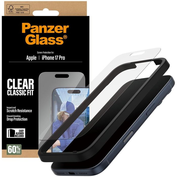 PanzerGlass Protector de Pantalla para iPhone 17 Pro CF Classic Fit Resistente a Rayones y Golpes Transparente 4