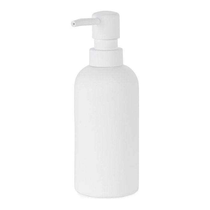 Andrea House Dispensador jabón baño poliresina blanco mate ø6,5 x 18,5 cm capacidad 330ml