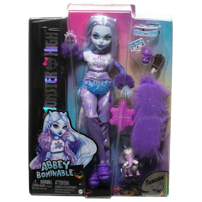 Muñeca monster high abbey bominable articulada, incluye mascota y accesorios de moda 32cm
