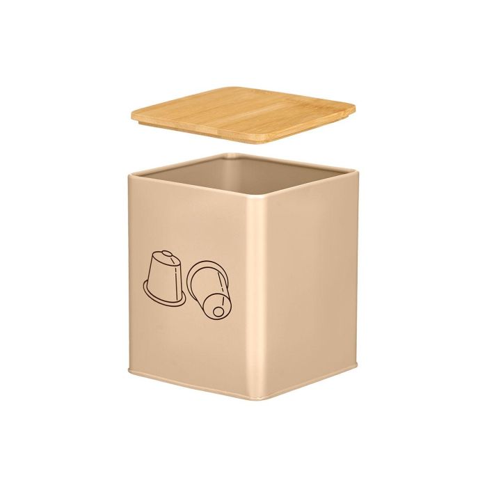 Tarro Cuadrado Tapa Bambu Portacapsulas Beige Kinvara 13x16x13cm (Set de 12) 1 Tarro Cuadrado Tapa Bambu Portacapsulas Beige Kinvara 13x16x13cm (Set de 12) 1
