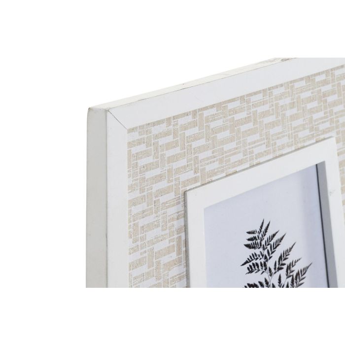 DKD Home Decor Marco Foto Decorativo Estilo Boho Blanco Beige de Madera y Cristal 21.5x26.5 cm con Fleco, Pack 4 Unidades 1