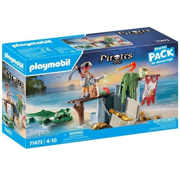 Playmobil Set de Juego Pirata con Caimán, Tema Pirates, Incluye Cañón, Roca con Puente y Accesorios para Niños 4+ Años Playmobil Set de Juego Pirata con Caimán, Tema Pirates, Incluye Cañón, Roca con Puente y Accesorios para Niños 4+ Años