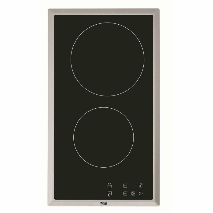Beko HDMC32400TX Placa vitrocerámica 2 zonas 3000W, ancho 30 cm, con mandos frontales, revestimiento de vidrio, marco inoxidable, negra. 5