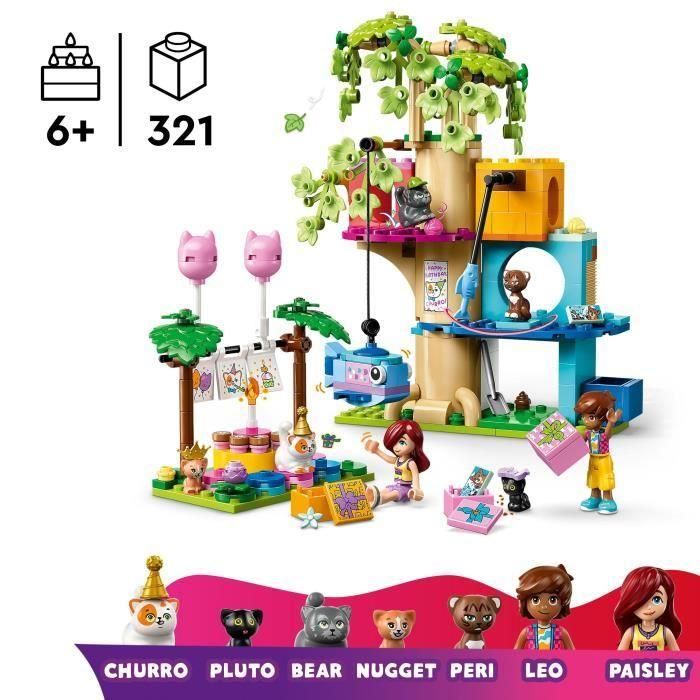 LEGO Friends Fiesta de Cumpleaños y Casa del Árbol Felina – Set de Construcción de Gatos para Niñas y Niños de 6+ Años 1