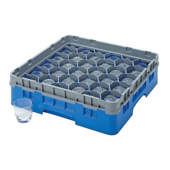 CAMBRO - 30S318-168 - Cesta de lavado 30 comp. 1 altura - 7,84 cm Ø máx. - alt. máx. 9,4 cm - 50 x 50 x 14,3 cm - Azul