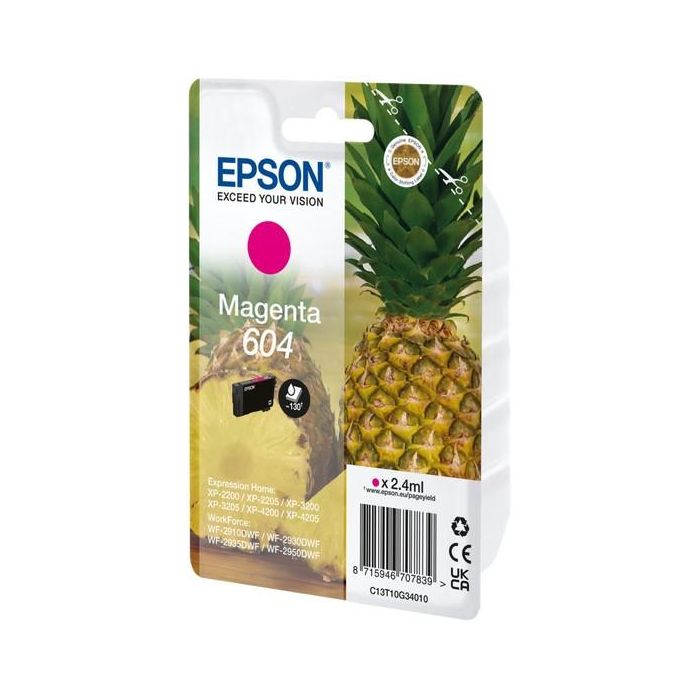EPSON Cartucho Magenta 604 XP-2200, WF-2910DWF Piña 1 EPSON Cartucho Magenta 604 XP-2200, WF-2910DWF Piña 1