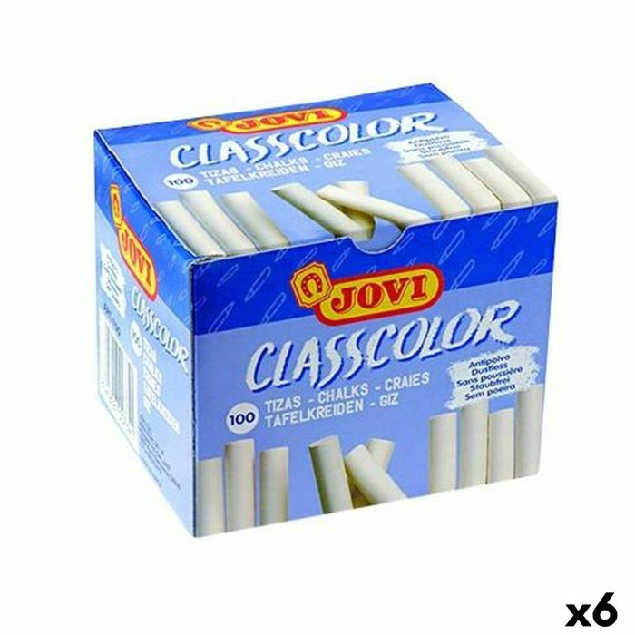 Tizas Jovi CLASSCOLOR Blanco 80 mm Ø 9 mm 100 Piezas (6 Unidades)