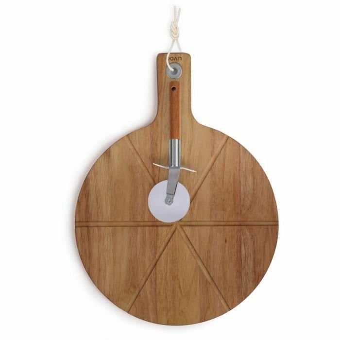 Livoo MES158 Juego de Pizza con Tabla para Servir de Madera de Acacia de 30x45 cm, Incluye 1 Cortador de Pizza y Mango con Orificio para Colgar 4 Livoo MES158 Juego de Pizza con Tabla para Servir de Madera de Acacia de 30x45 cm, Incluye 1 Cortador de Pizza y Mango con Orificio para Colgar 4