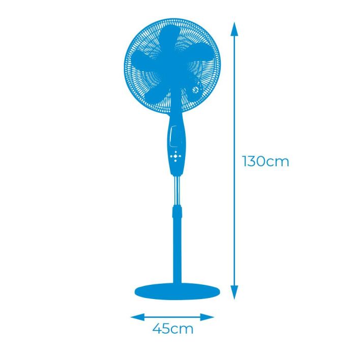 Ventilador de pie con mando a distancia. color negro. potencia: 60w aspas: ø40cm altura regulable 110-130cm edm 4