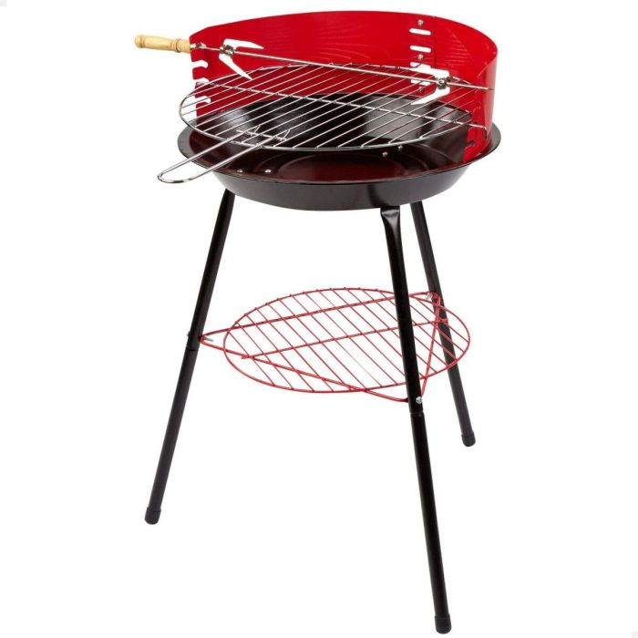 Barbacoa Portátil Aktive Madera Hierro Ø 38 cm 37 x 61 x 45 cm (6 Unidades) Rojo 4