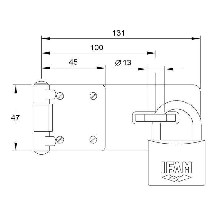 Ifam Portacandado pc430 Acero Estampado, Sujeción Acero Endurecido, Tornillos Ocultos, Fácil Montaje, 131x47mm Ø13mm 2