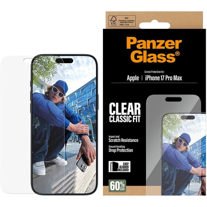 PanzerGlass Protector de Pantalla para iPhone 17 Pro Max Classic Fit con EasyAligner 1
