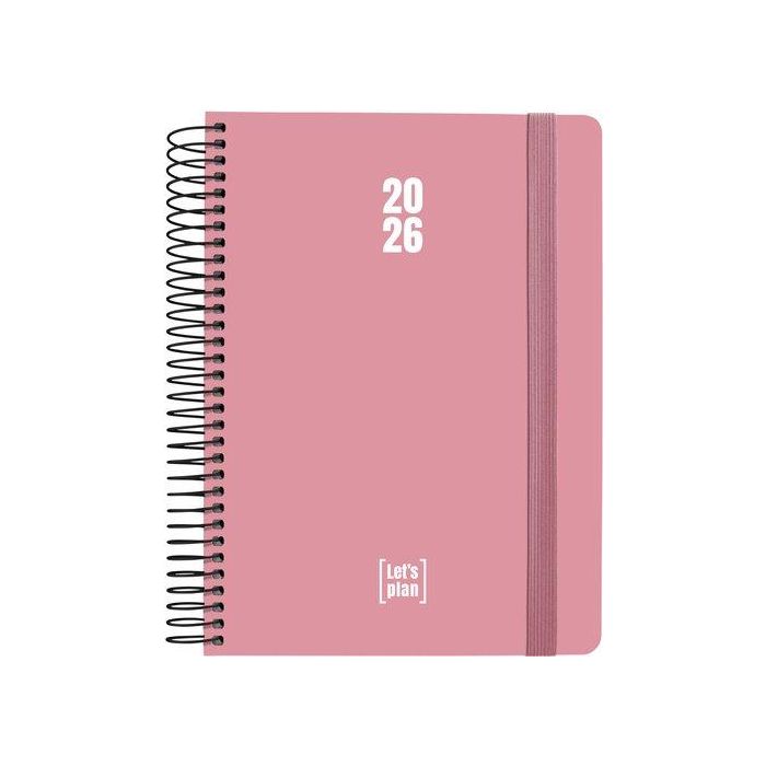 Agenda Anual (2026) Grafoplas Colors Espiral Tapa Extradura Con Goma A5 210X150 D/P Rosa