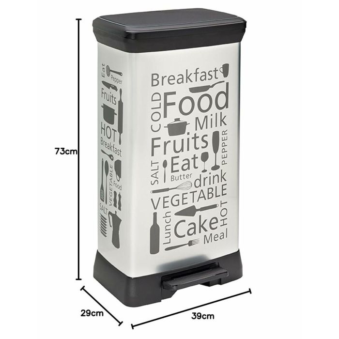 Curver 205873 Cubo de Basura Rectangular con Pedal, Polipropileno, 39x29x73 cm, Plata para Cocina y Hogar 3 Curver 205873 Cubo de Basura Rectangular con Pedal, Polipropileno, 39x29x73 cm, Plata para Cocina y Hogar 3