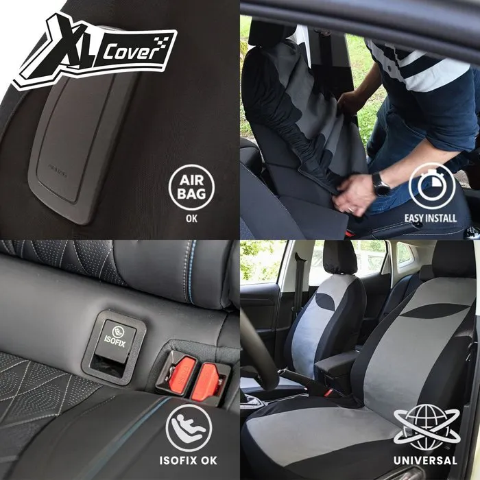 XLCOVER Fundas para Asientos de Coche AAAQG37659 - XL - Sin Aberturas - Compatibles Airbags - Asientos Delanteros, Reposacabezas y Trasero 2