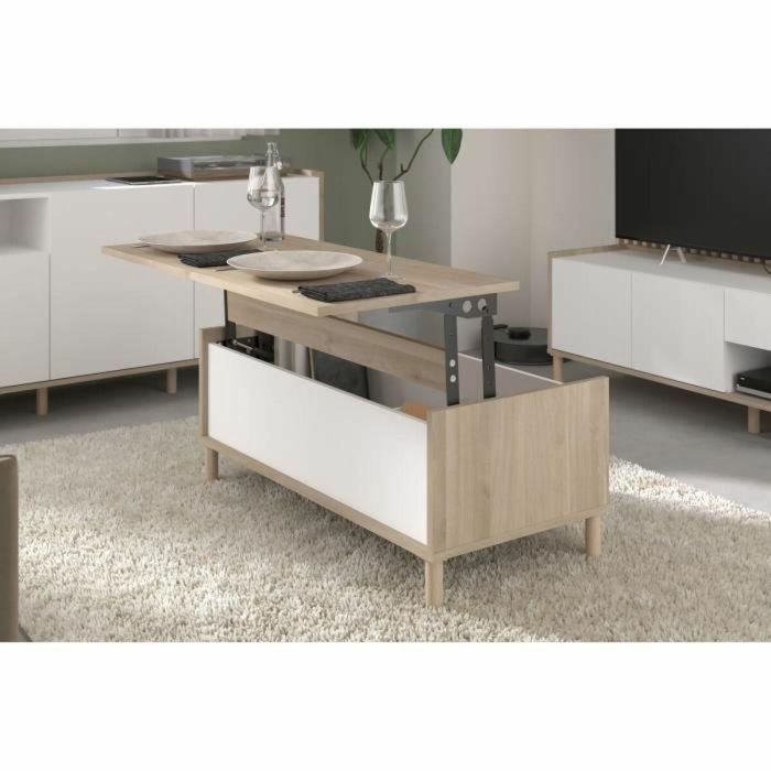 Parisot MORPHOS0400TABA Mesa de Centro Elevable MORPHOS Rectangular Blanco/Roble 100x50x43.6 cm 4